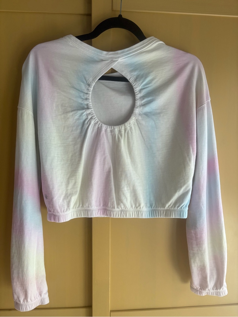 Athleta Girl Pastel Tie-Dye Cropped Long Sleeve Top with Back Keyhole